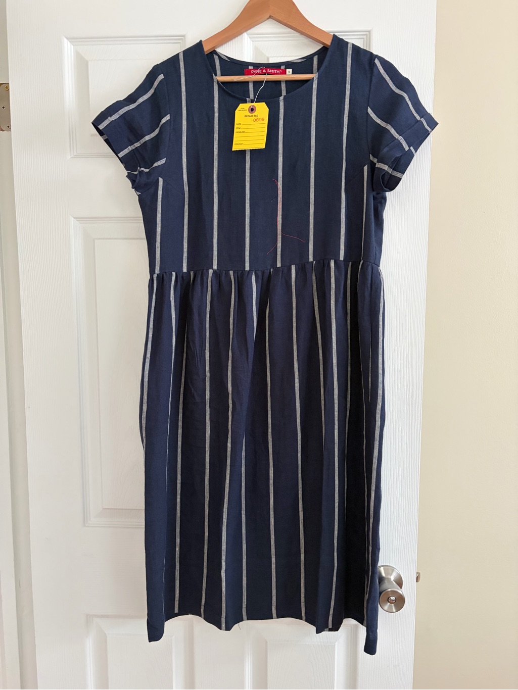 Pyne & Smith No. 15 Linen Day Dress In Blundell Stripe, Seconds Sale
